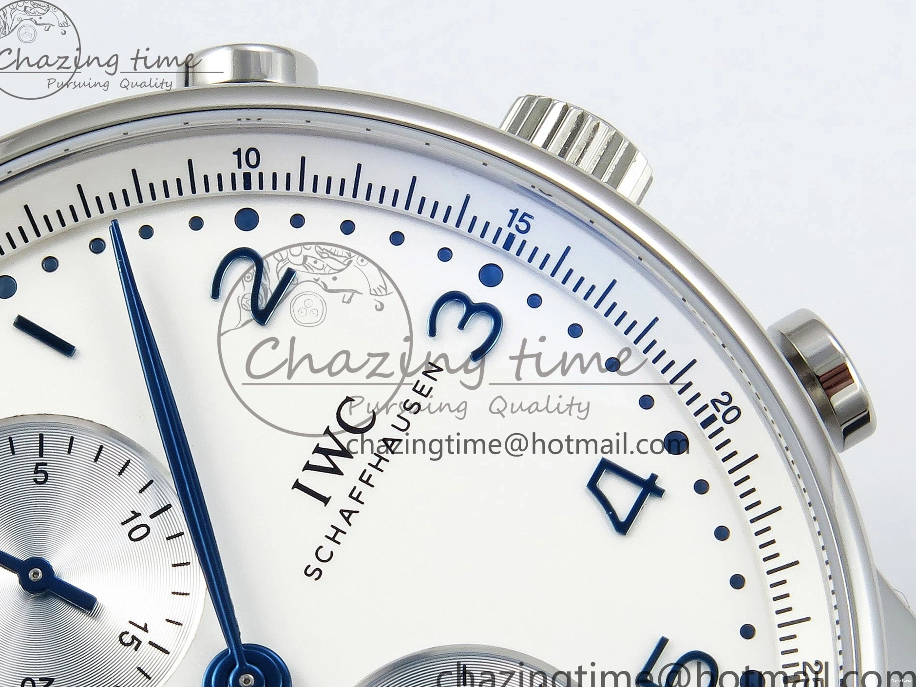 MIROTIME 0412 Casual Portuguese Chrono IW3716 Z+F 1:1 Best Edition White Dial on Blue Rubber Strap A 7016
